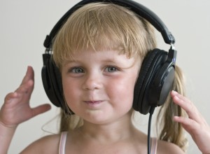 kid with headphones